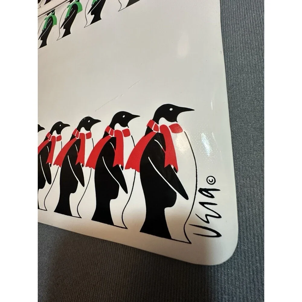 Vintage Vera Neumann Christmas Placemats Lot of 6 Santa Elves Penguins Vinyl
